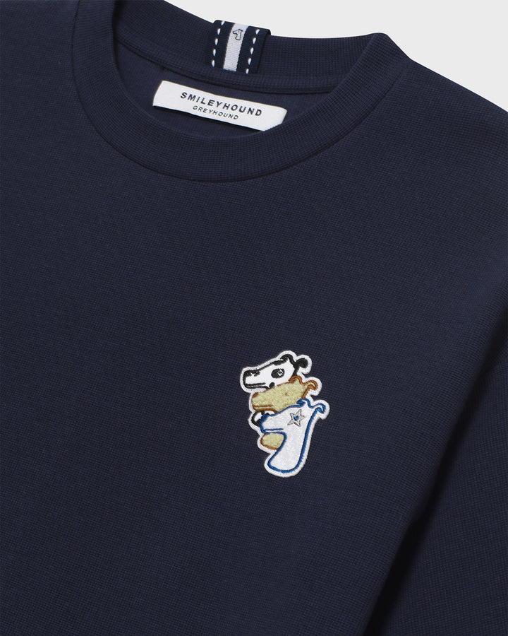 CONTRAST CUFF T-SHIRT WITH LOGO EMBROIDERED
