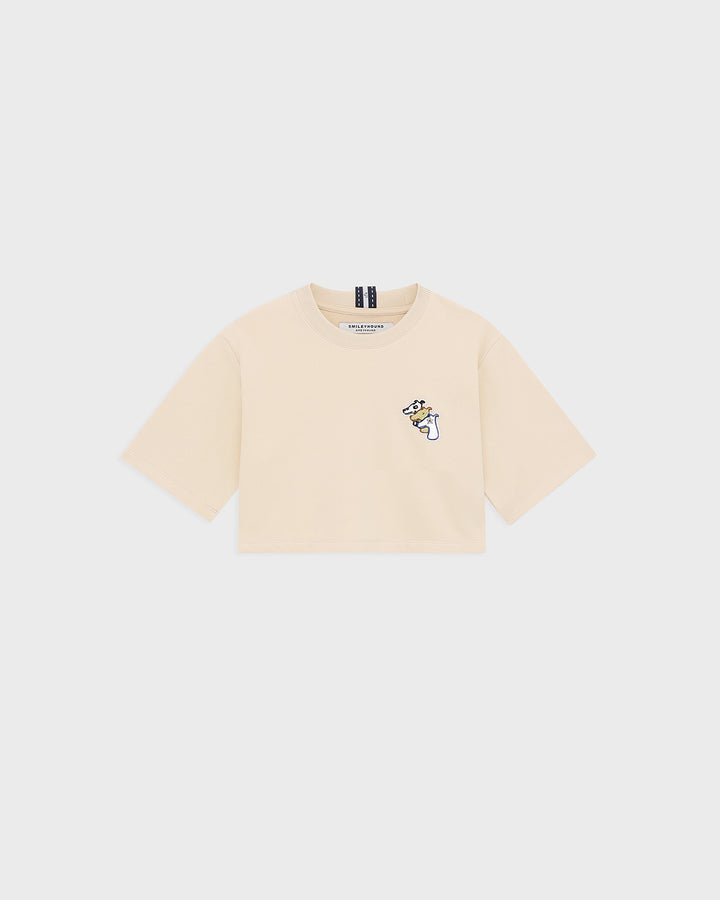 CROPPED T-SHIRT WITH LOGO EMBROIDERED