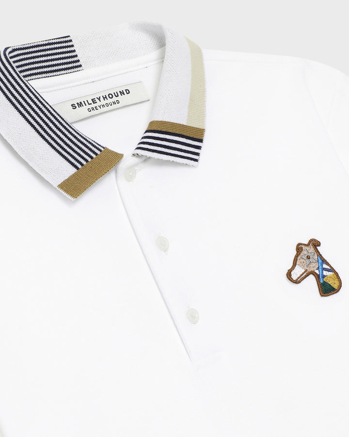 COLOR-BLOCK COLLAR POLO SHIRT WITH LOGO EMBROIDERED