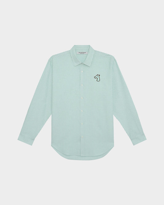 STRIPED POPLIN SLIM SHIRT WITH LOGO EMBROIDERED