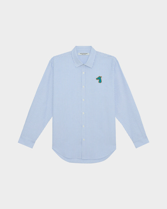 STRIPED POPLIN SLIM SHIRT WITH LOGO EMBROIDERED