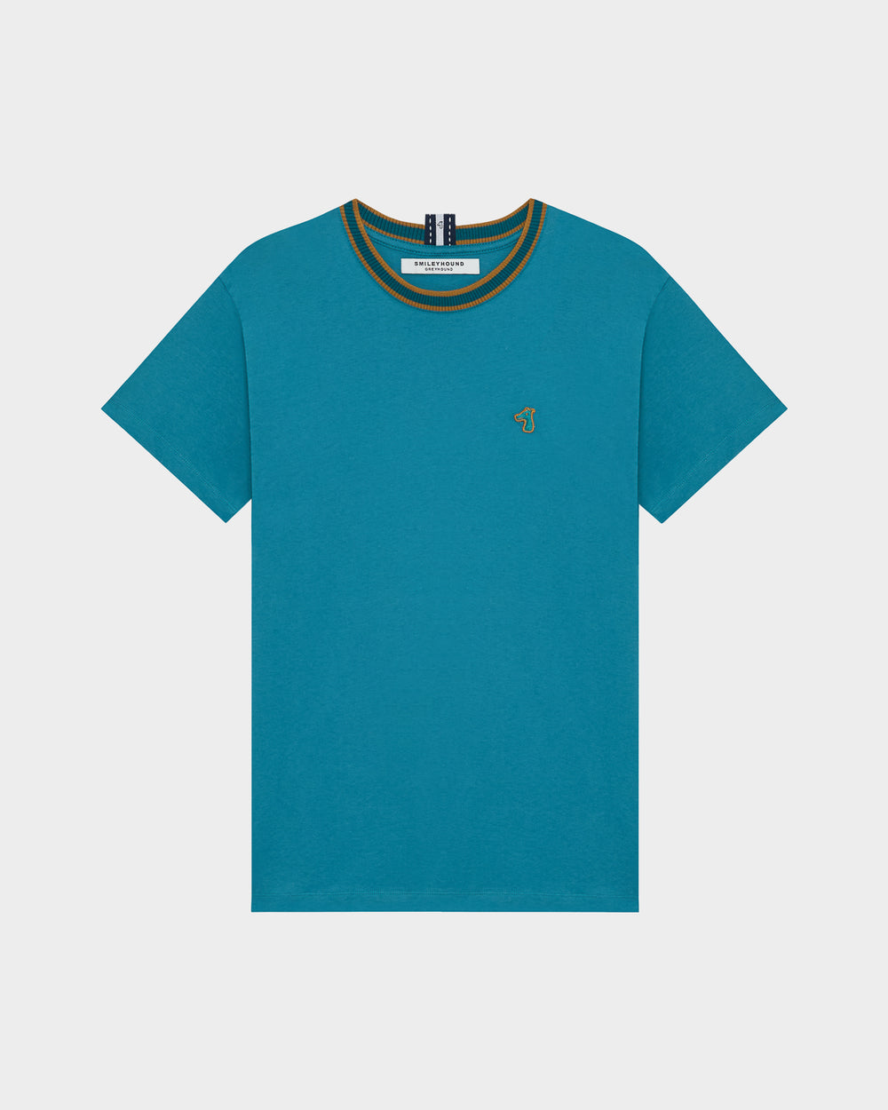 STRIPED COLLAR T-SHIRT WITH LOGO EMBROIDERED