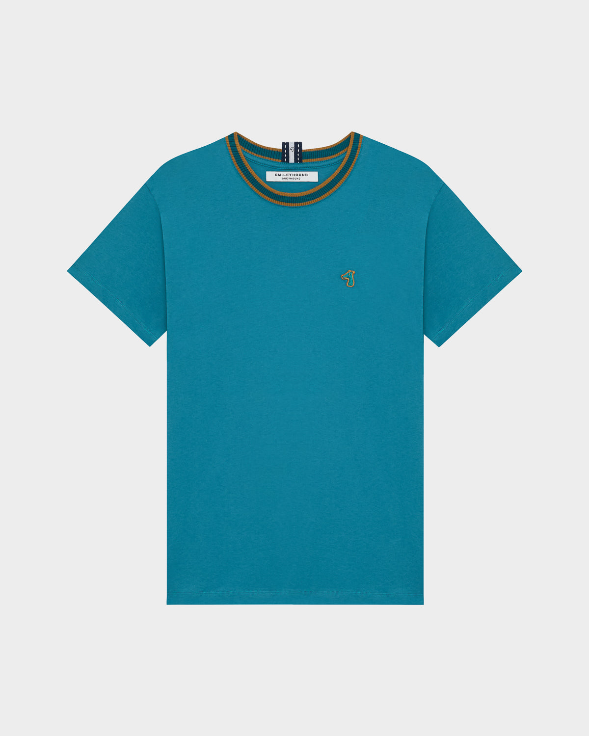 STRIPED COLLAR T-SHIRT WITH LOGO EMBROIDERED