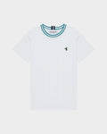 STRIPED COLLAR T-SHIRT WITH LOGO EMBROIDERED