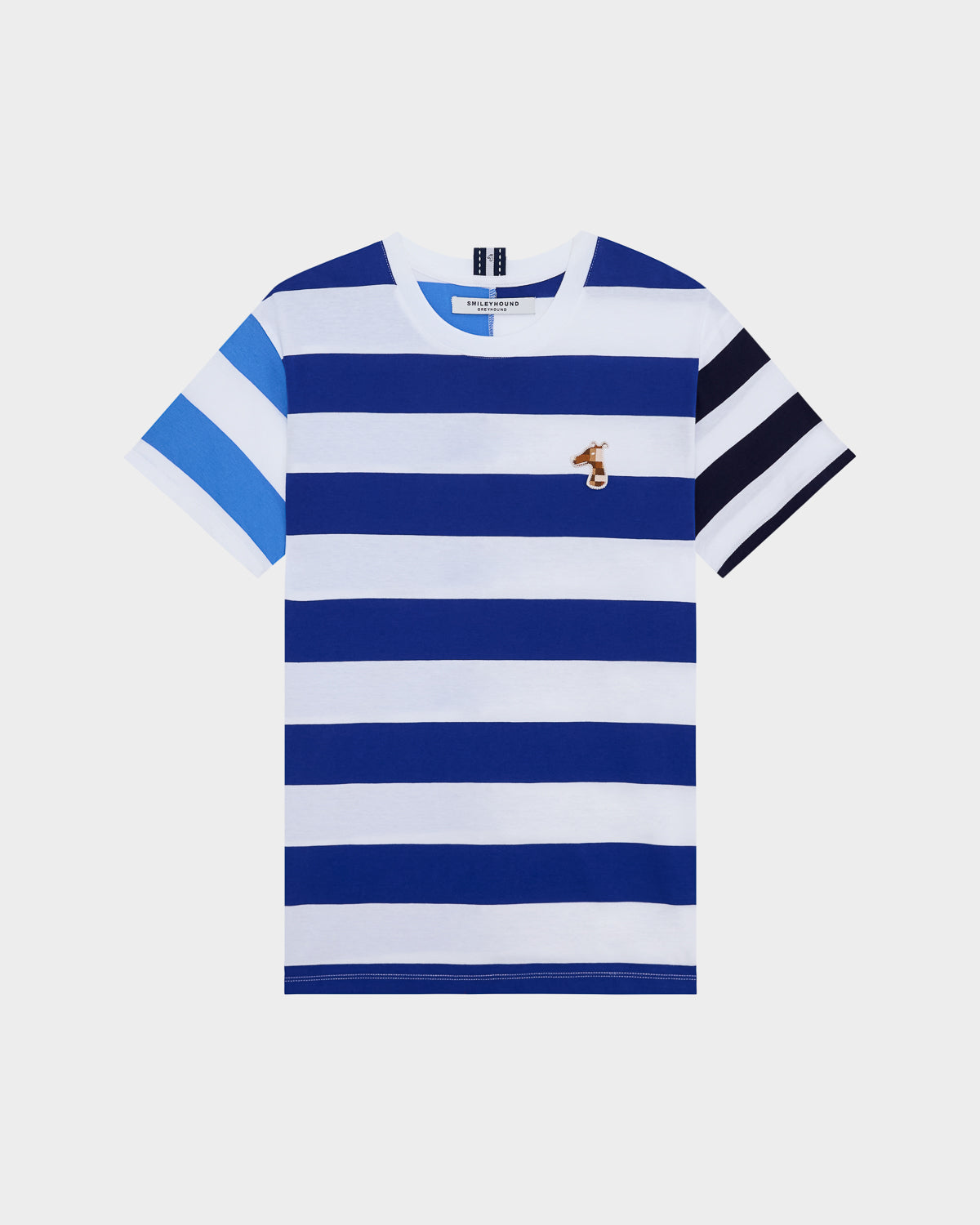 STRIPE T-SHIRT WITH LOGO EMBROIDERED