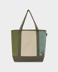 COTTON CORDUROY COLOR BLOCK TOTE BAG WITH LOGO EMBROIDERED