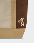 COTTON CORDUROY COLOR BLOCK TOTE BAG WITH LOGO EMBROIDERED