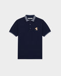 STRIPED COLLAR POLO SHIRT WITH LOGO EMBROIDERED