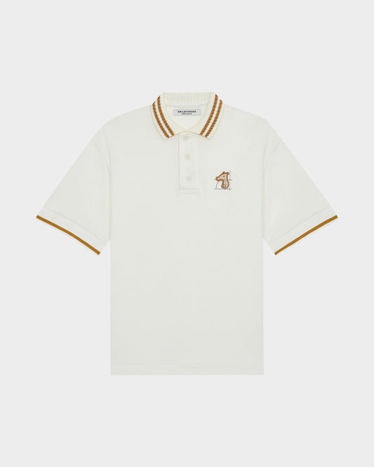 STRIP DETAILED POLO SHIRT WITH LOGO EMBROIDERED