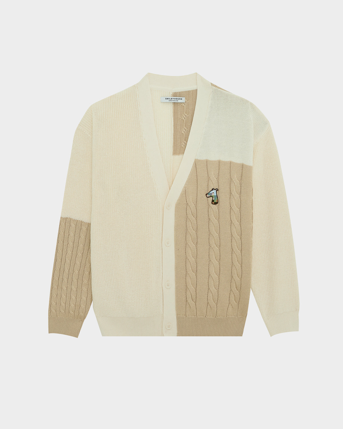 TEXTURED KNITTED CARDIGAN WITH LOGO EMBROIDERED