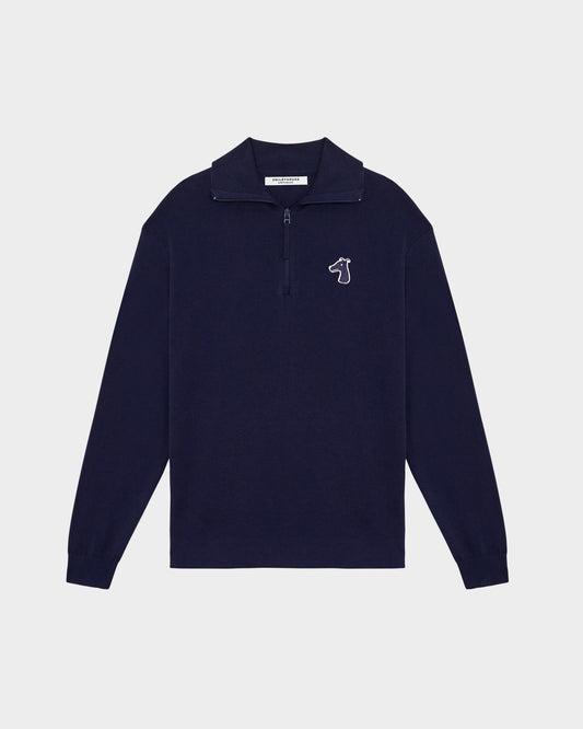 ZIP SWEATER WITH LOGO EMBROIDERED