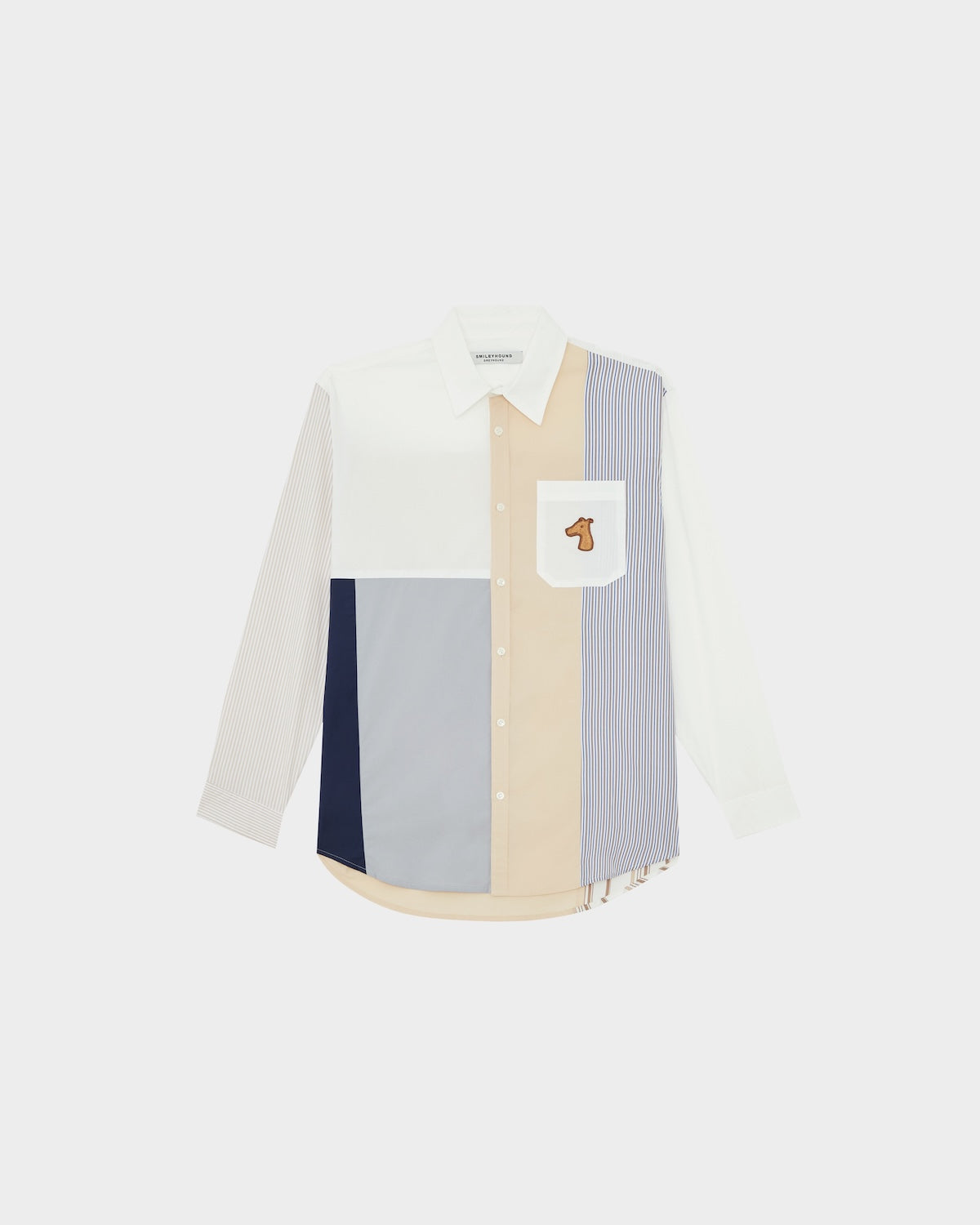 STRIPED COLOR-BLOCK SHIRT WITH LOGO EMBROIDERED