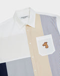 STRIPED COLOR-BLOCK SHIRT WITH LOGO EMBROIDERED