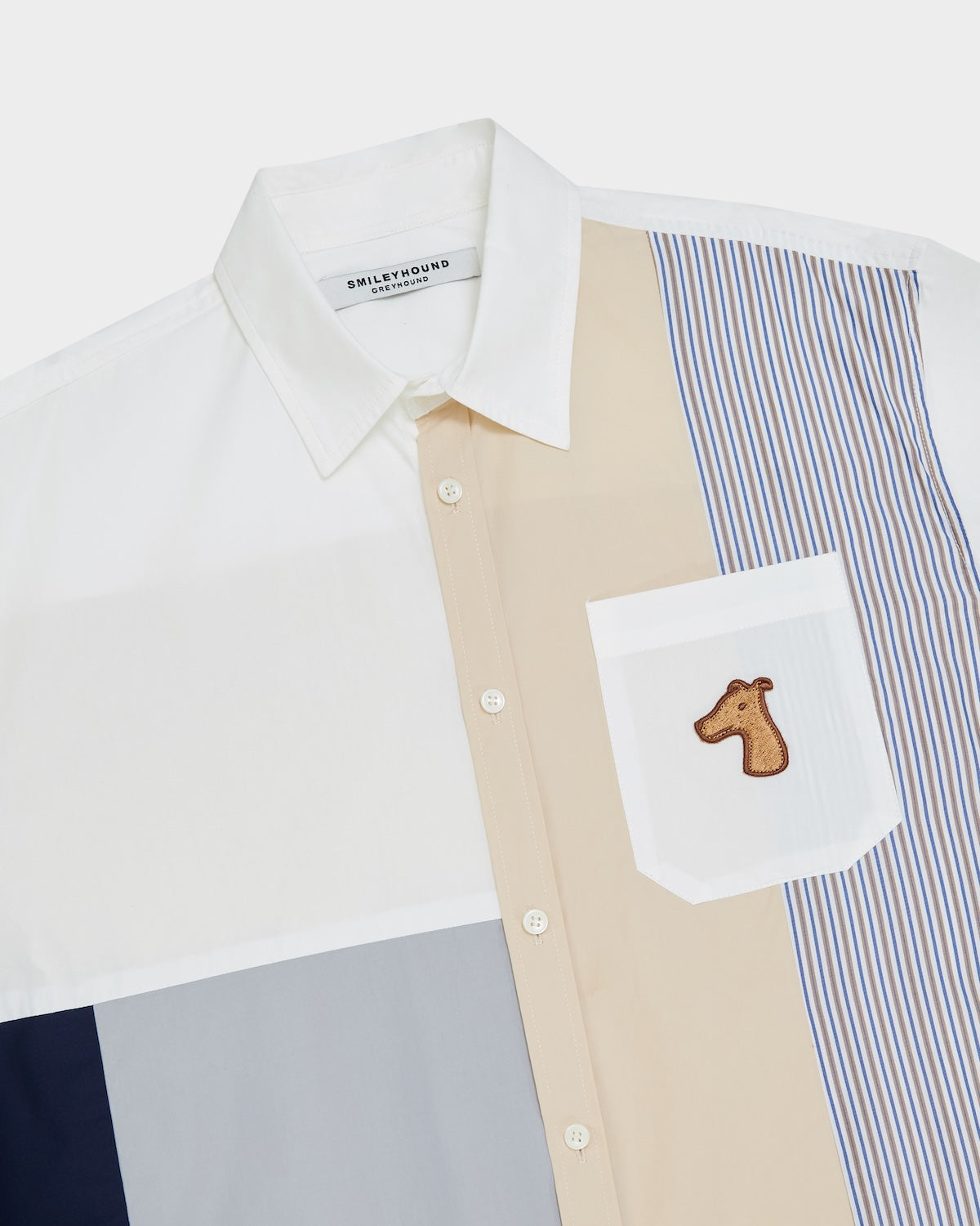 STRIPED COLOR-BLOCK SHIRT WITH LOGO EMBROIDERED