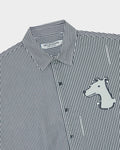 STRIPED-POPLIN REGULAR SHIRT WITH BOLD LOGO