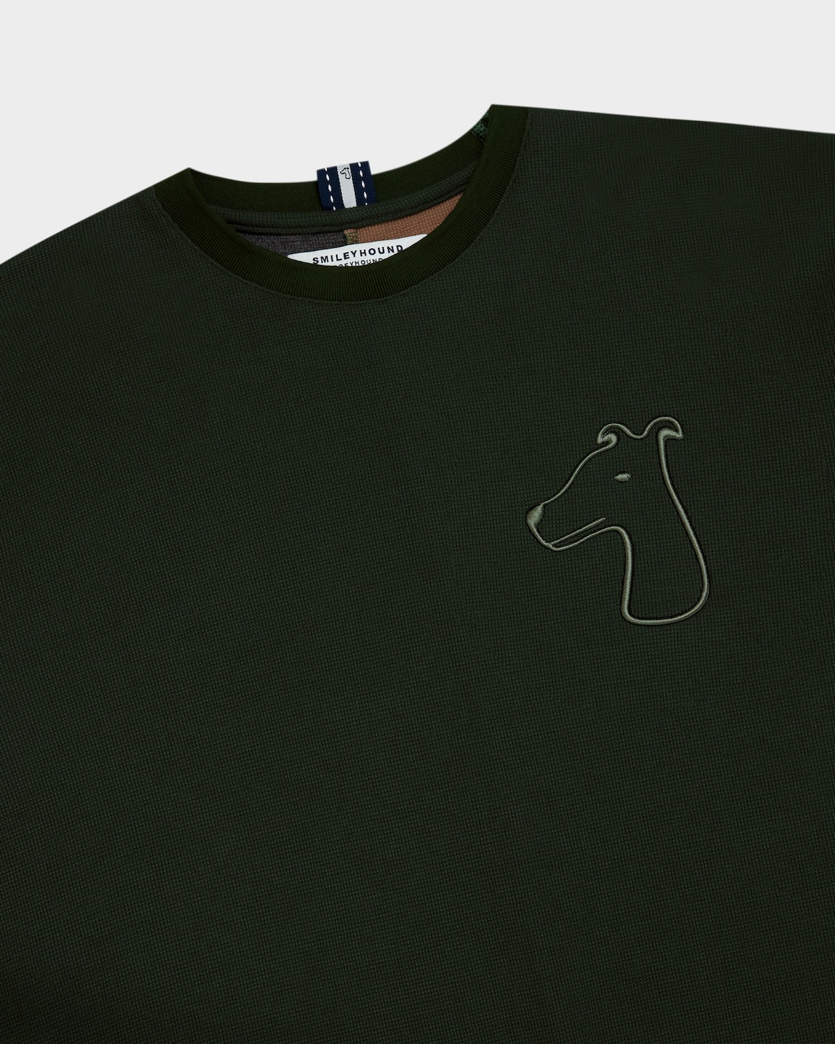 WAFFLE JERSEY LOOSE FIT T-SHIRT WITH LOGO EMBROIDERED