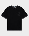 DOUBLE LAYERED T-SHIRT WITH LOGO EMBROIDERED