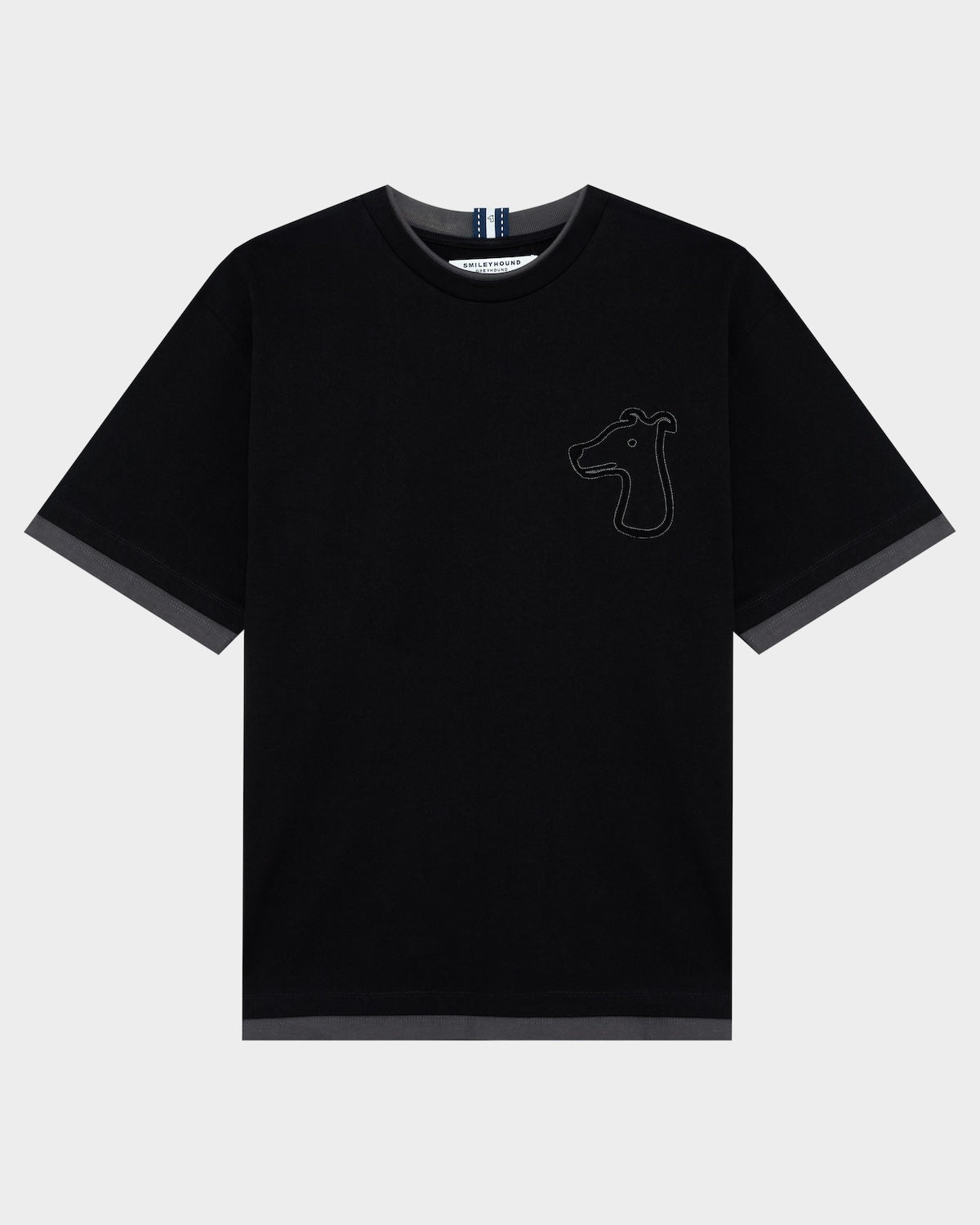 DOUBLE LAYERED T-SHIRT WITH LOGO EMBROIDERED