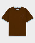 DOUBLE LAYERED T-SHIRT WITH LOGO EMBROIDERED
