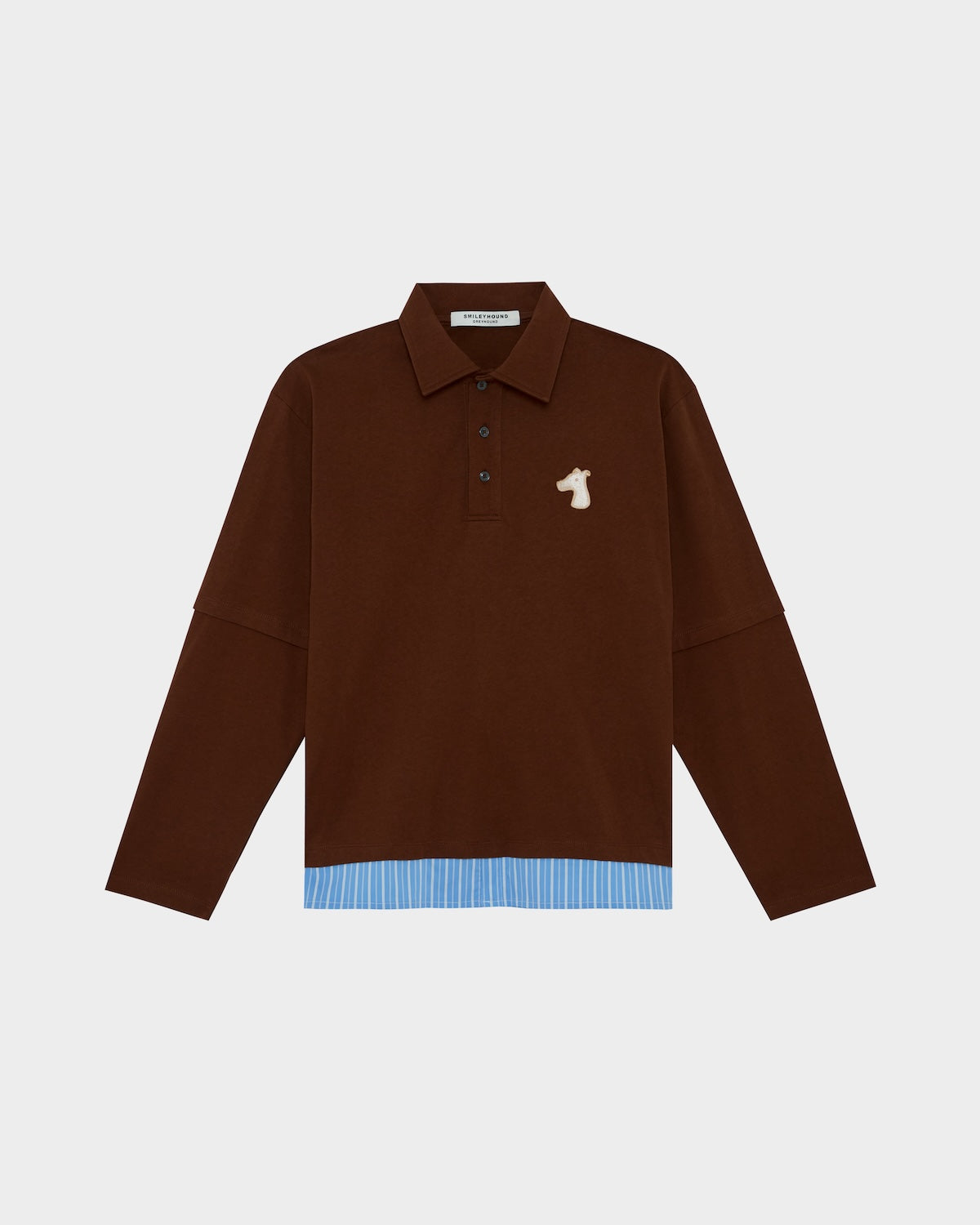 DOUBLE LAYERED LONG-SLEEVE POLO SHIRT WITH LOGO EMBROIDERED