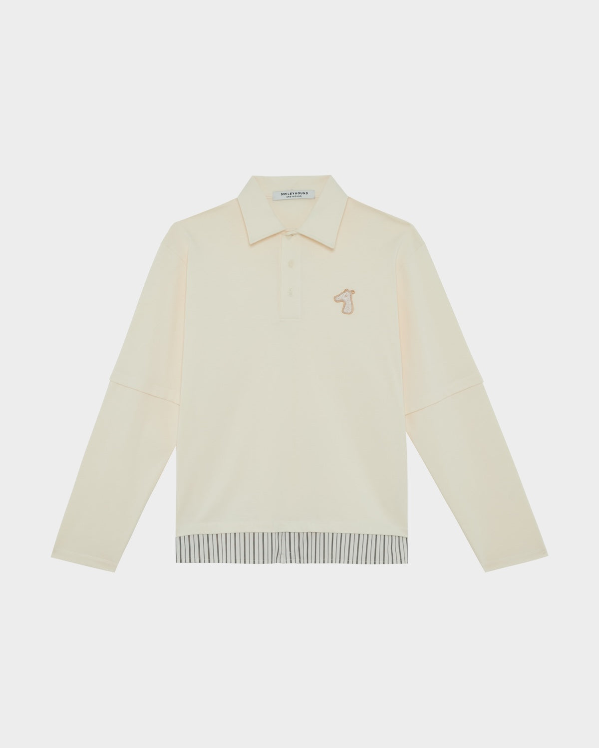 DOUBLE LAYERED LONG-SLEEVE POLO SHIRT WITH LOGO EMBROIDERED