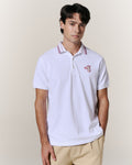 HAPPY HO HOUND STRIPRED COLLAR  POLO SHIRT