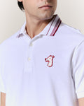 HAPPY HO HOUND STRIPRED COLLAR  POLO SHIRT