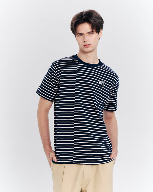 CLASSIC FIT STRIPED T-SHIRT WITH LOGO EMBROIDERED