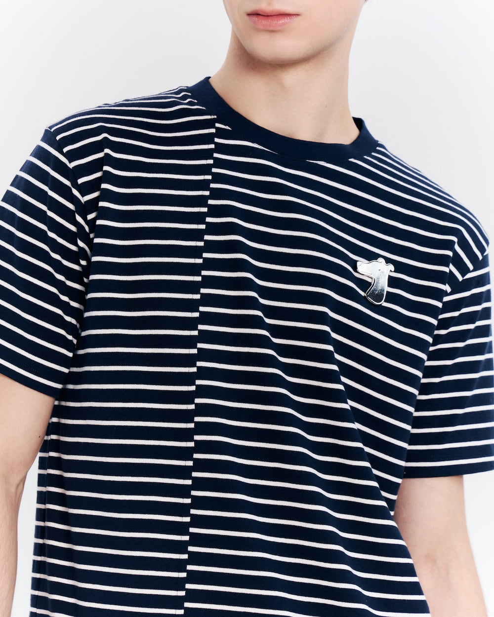 CLASSIC FIT STRIPED T-SHIRT WITH LOGO EMBROIDERED