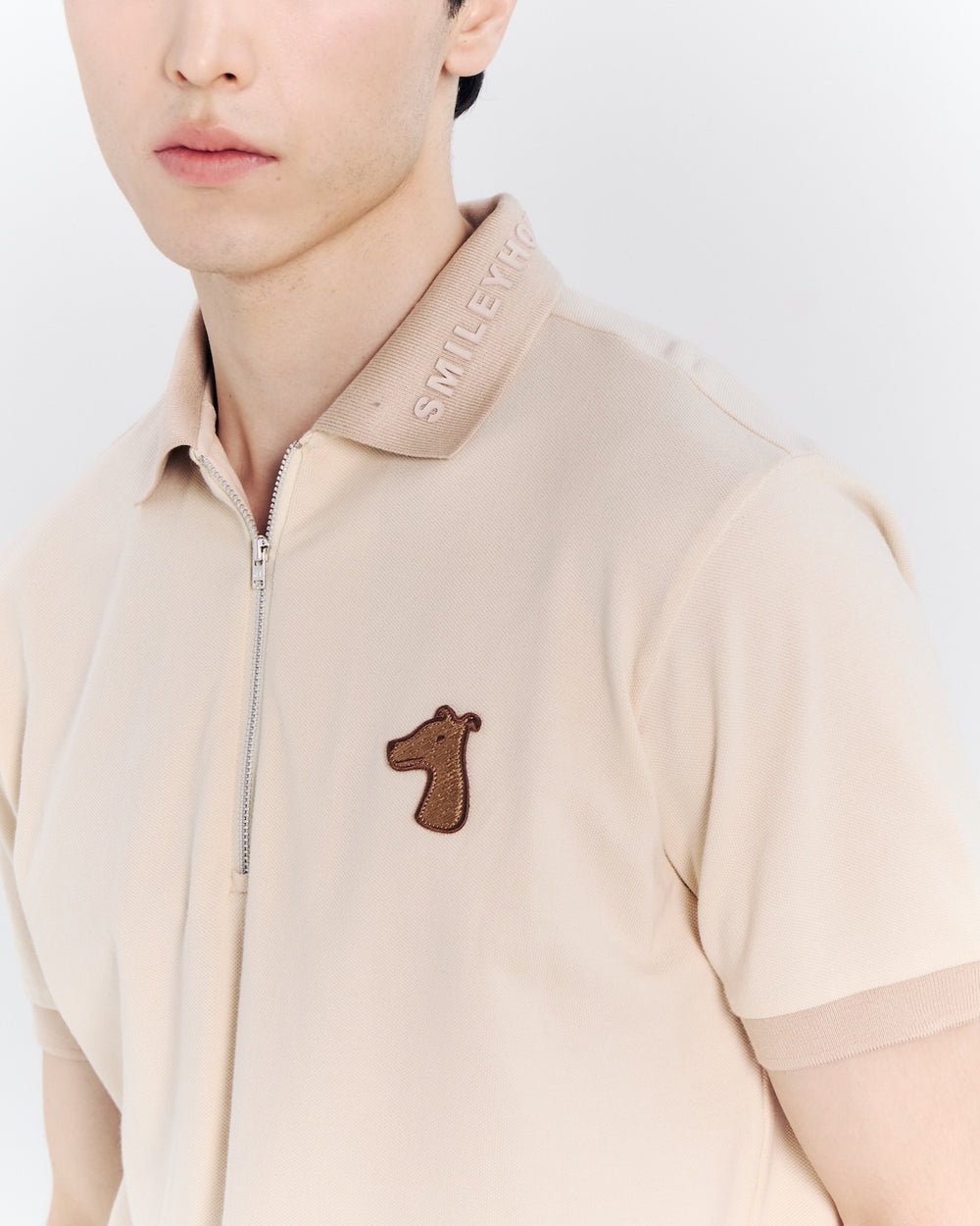 ZIP POLO SHIRT WITH LOGO EMBROIDERED