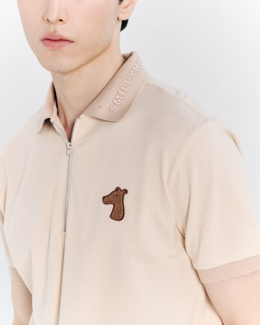 ZIP POLO SHIRT WITH LOGO EMBROIDERED