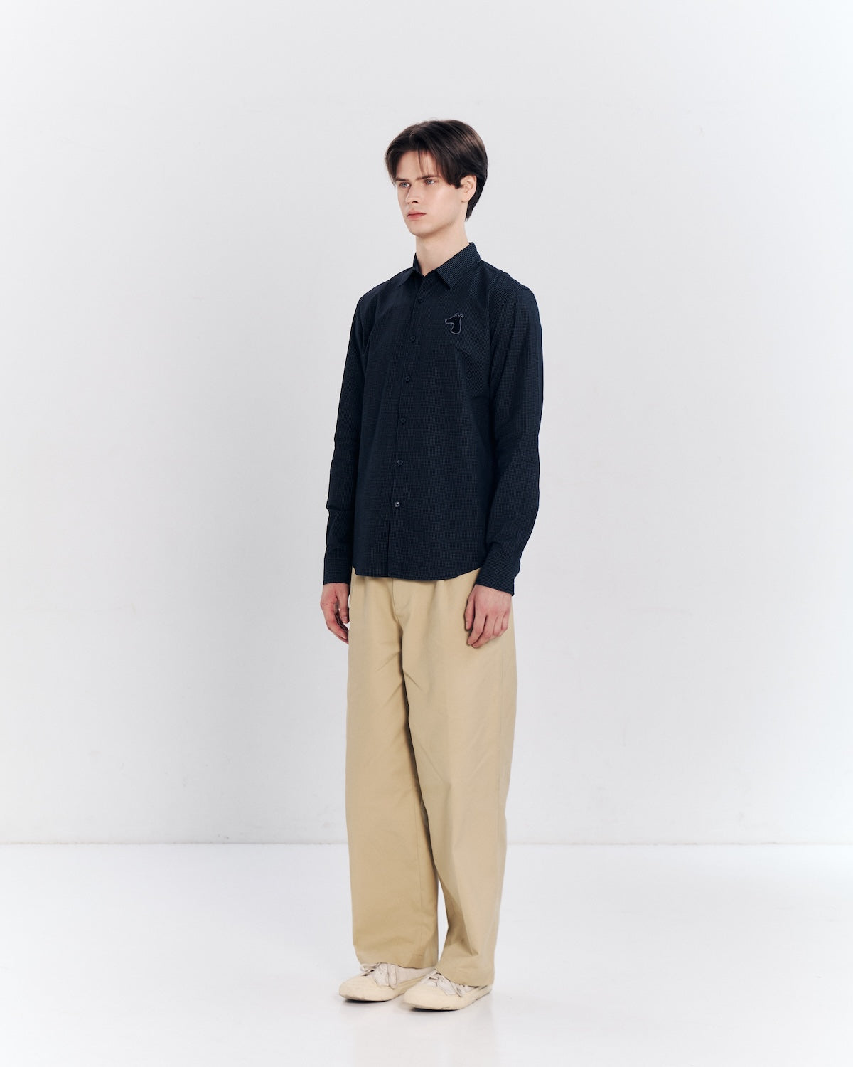 POPLIN SLIM SHIRT WITH LOGO EMBROIDERED