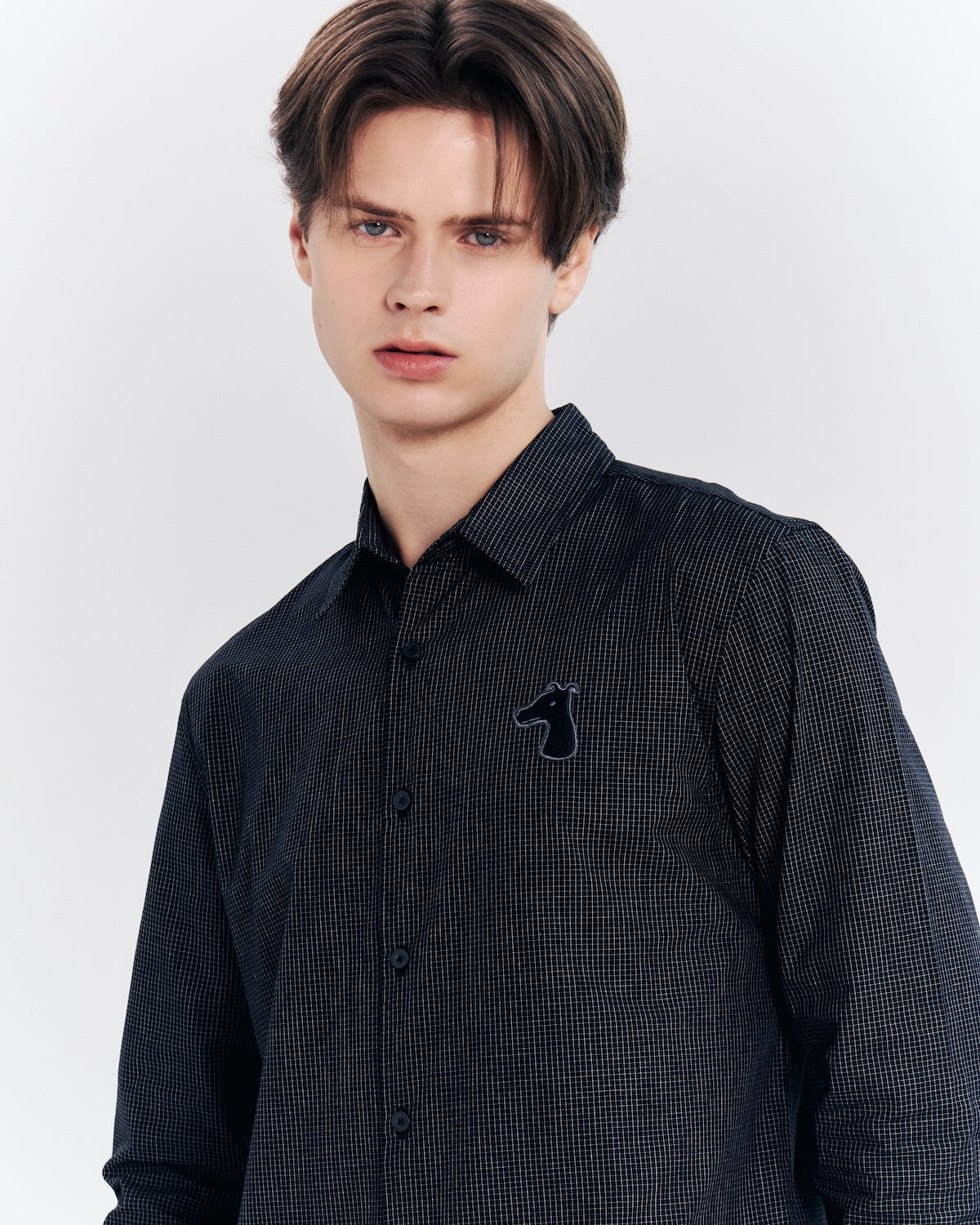 POPLIN SLIM SHIRT WITH LOGO EMBROIDERED