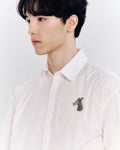 POPLIN SLIM SHIRT WITH LOGO ALUMINIUM