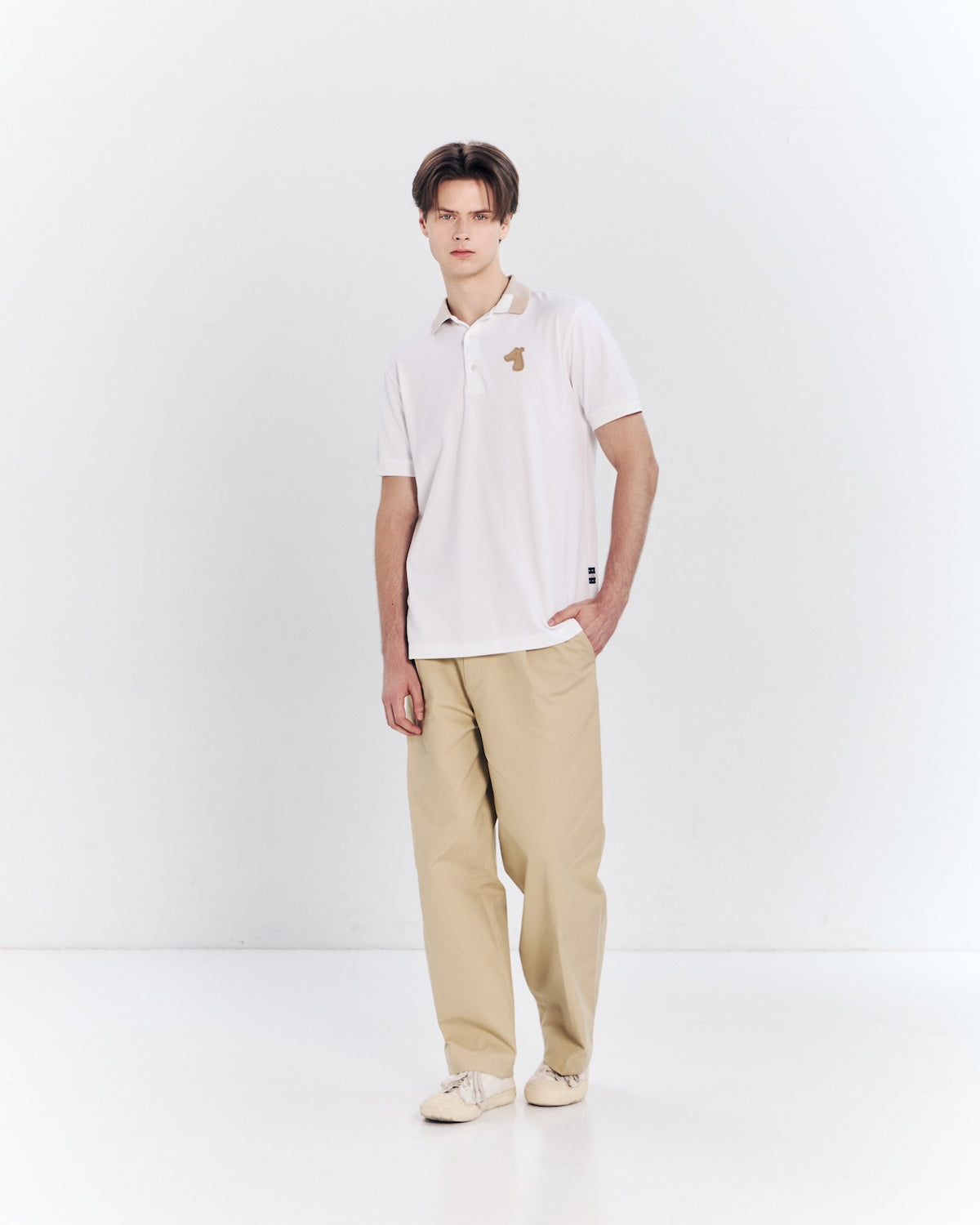 CONTRAST COLLAR POLO SHIRT WITH LOGO EMBROIDERED