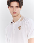 CONTRAST COLLAR POLO SHIRT WITH LOGO EMBROIDERED