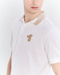 CONTRAST COLLAR POLO SHIRT WITH LOGO EMBROIDERED