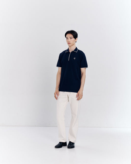 ZIP POLO SHIRT WITH LOGO EMBROIDERED