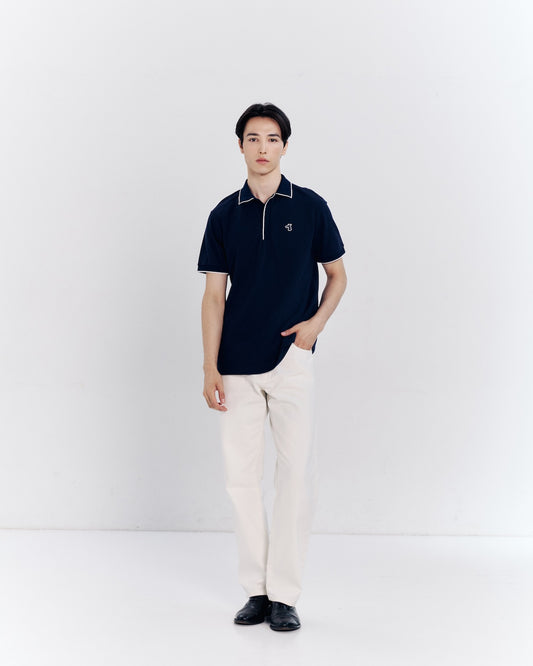 ZIP POLO SHIRT WITH LOGO EMBROIDERED