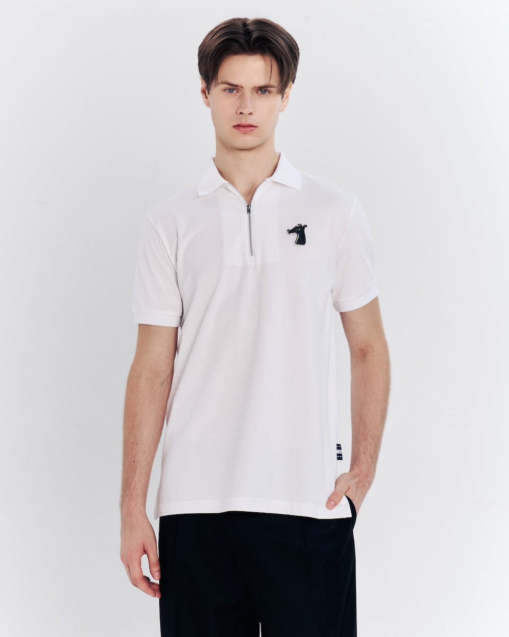 ZIP POLO SHIRT WITH LOGO EMBROIDERED