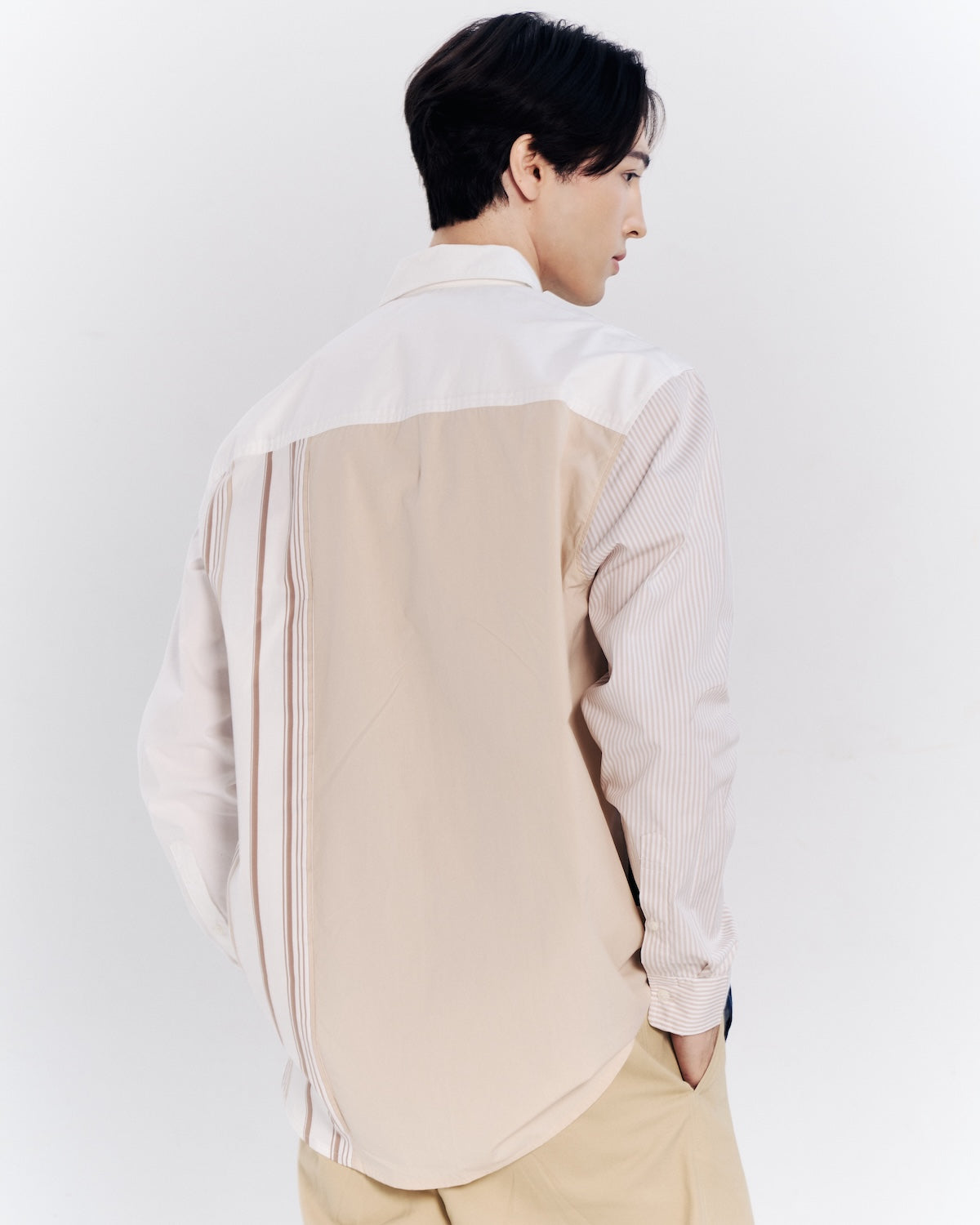 STRIPED COLOR-BLOCK SHIRT WITH LOGO EMBROIDERED