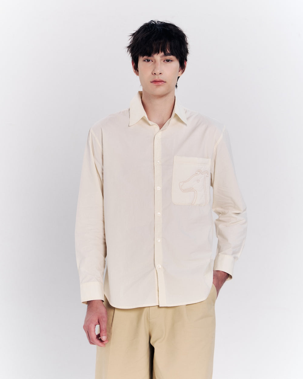 POPLIN REGULAR WITH LOGO EMBROIDERED