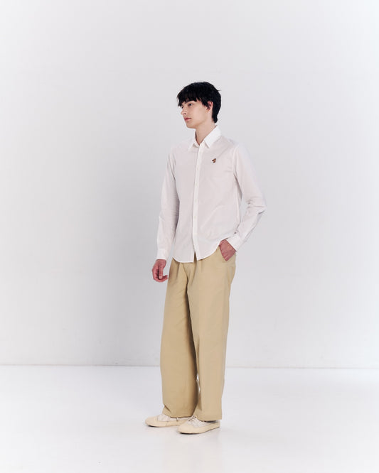 POPLIN SLIM SHIRT WITH LOGO EMBROIDERED