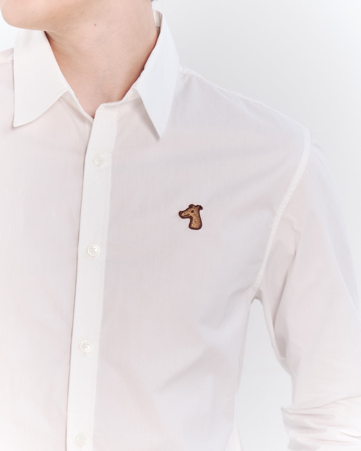 POPLIN SLIM SHIRT WITH LOGO EMBROIDERED