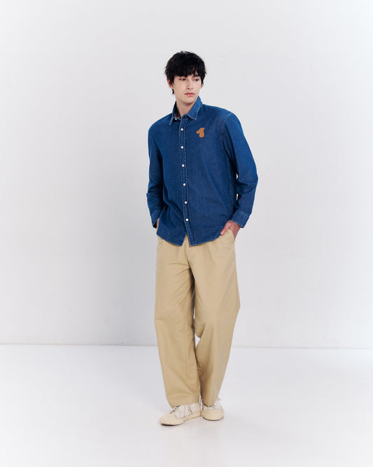 DENIM SHIRT WITH LOGO EMBROIDERED
