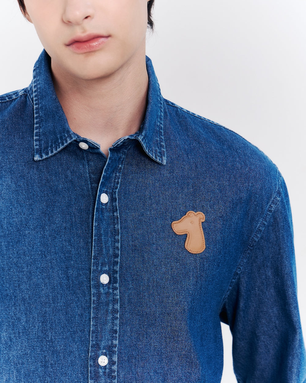 DENIM SHIRT WITH LOGO EMBROIDERED