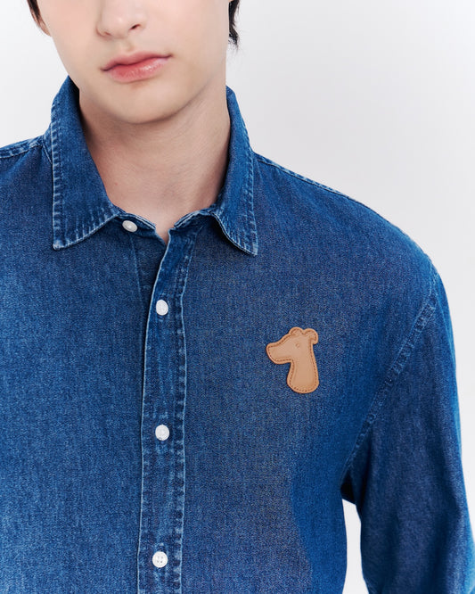 DENIM SHIRT WITH LOGO EMBROIDERED