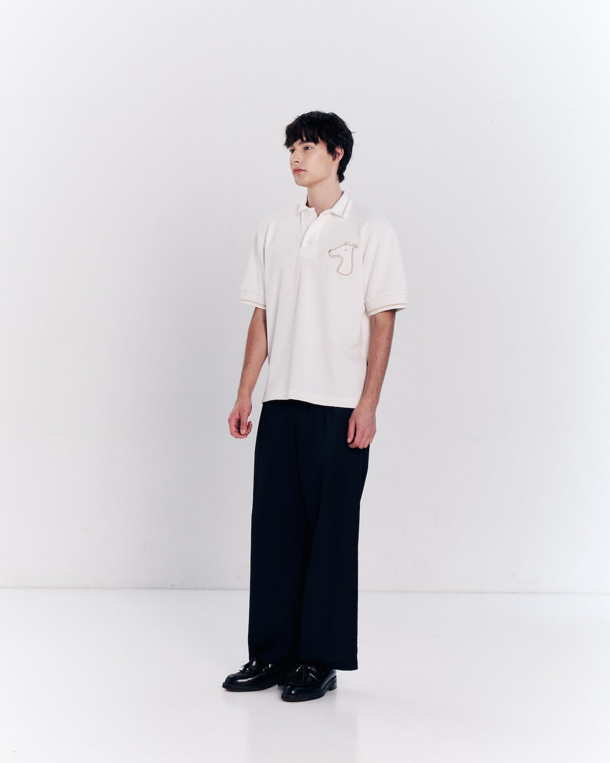 STRIP DETAILED POLO SHIRT WITH LOGO EMBROIDERED