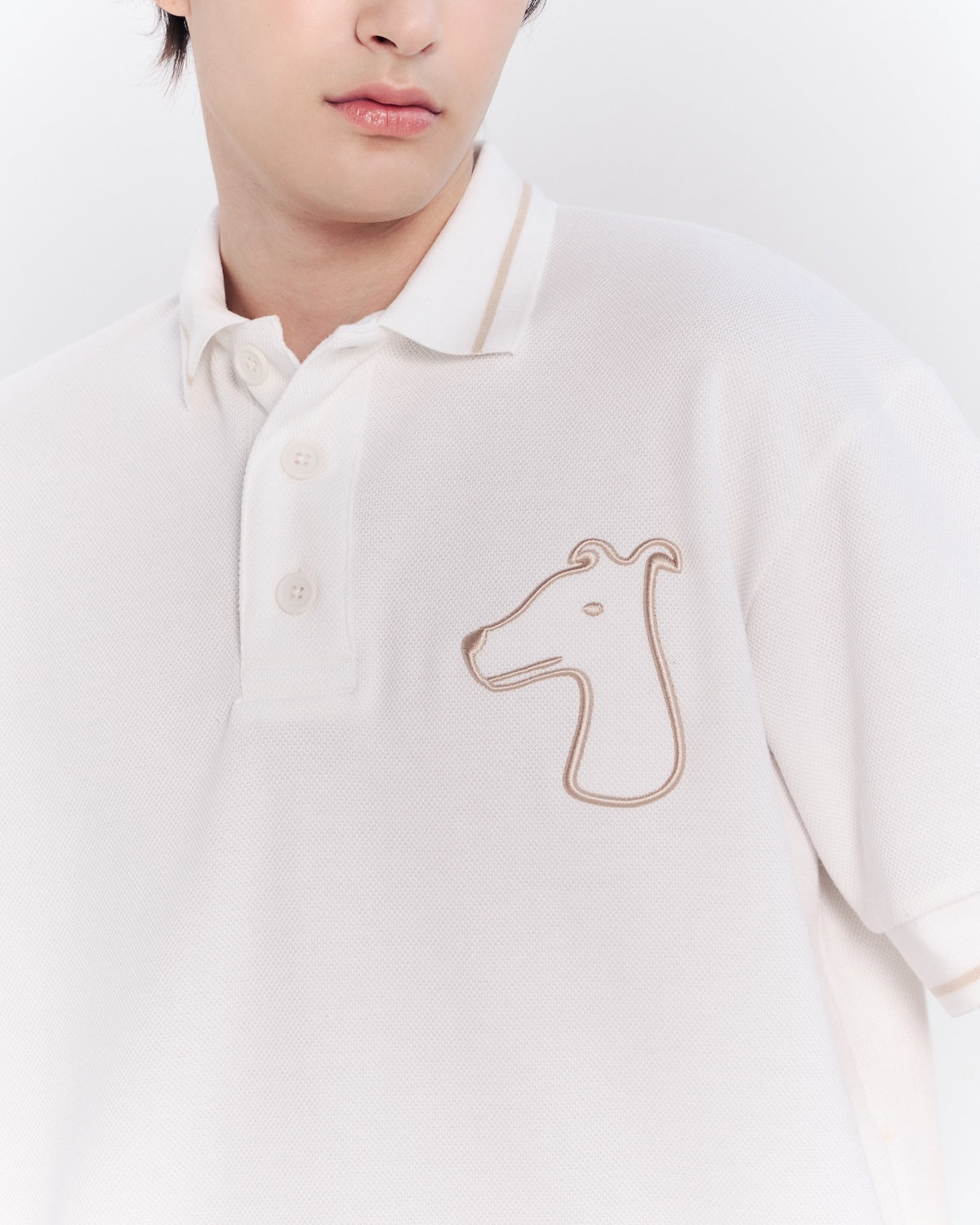 STRIP DETAILED POLO SHIRT WITH LOGO EMBROIDERED