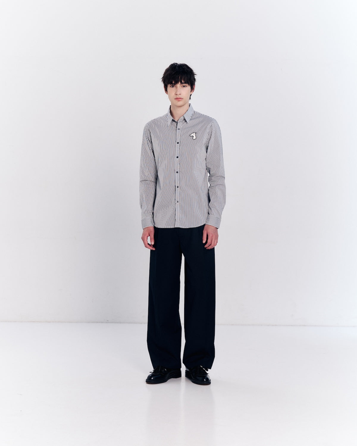 POPLIN SLIM SHIRT WITH LOGO EMBROIDERED